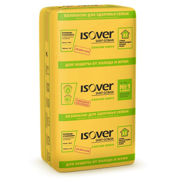 Теплоизоляция Isover Классик плита 1170х610х100 мм 7 штук в упаковке