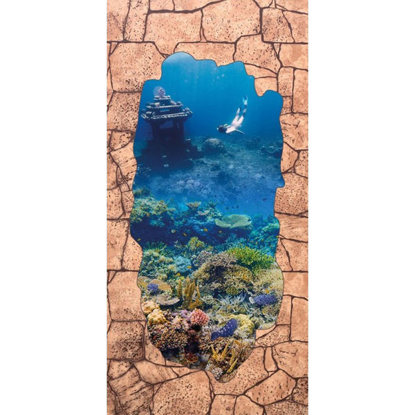 Панель стеновая МДФ Акватон Грот коричневая с декоративной вставкой Кораллы